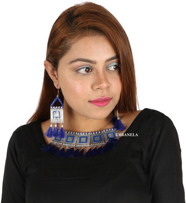 URBANELA Oxidised Silver Blue Jewellery Set(Pack of 2)