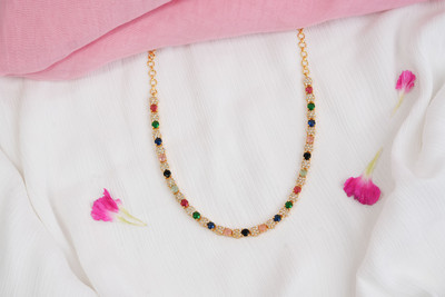 Vosgi N408 Emerald Gold-plated Plated Brass Necklace