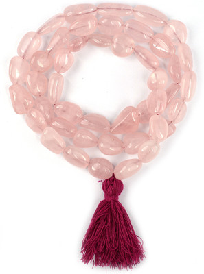 CRYSTU Natural Rose Quartz Tumble Beads Mala Necklace 81.2 cm for unisex Rose Quartz Stone Chain