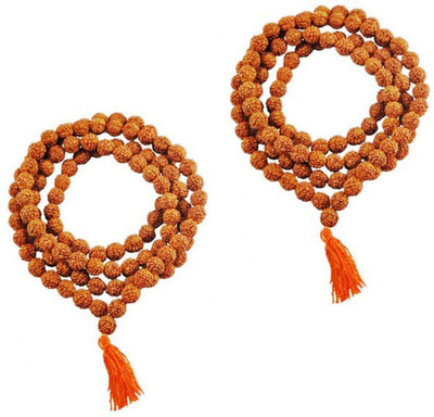 numeroastro 5 / Five Mukhi Knotted Rudraksha Mala For Jaap (6 MM Approx) Small Beads (Pack Of 2) Wood Chain