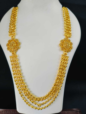 VRAJ FASHION JEWELLRY Handmade South Indian Panchaloham Attiga Necklace Chain For Women & Girls Cubic Zirconia Gold-plated Plated Brass Layered