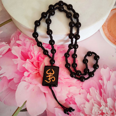 Shiv Jagdamba Religious Jewellery Om Crystal Locket With Shamballa 8mm crystal beaded Chain Rhodium Plated Crystal, Dori Necklace