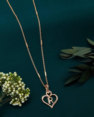 SATJEWEL R name letter stylist Gold-plated pendant necklace chain Diamond Gold-plated Plated Copper, Alloy Chain