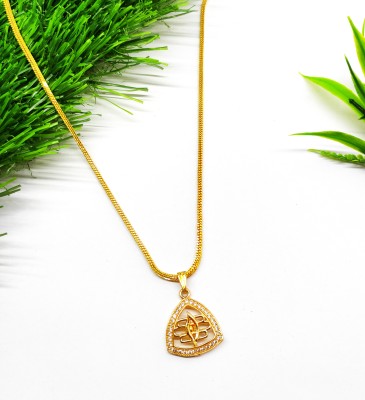 Minprice 1 Gram Gold Plated Thin Box Necklace Chain with Siva Eye Pendant Gold-plated Plated Brass Chain