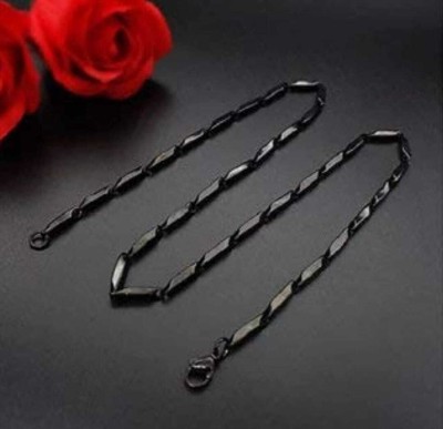 R JEWELS Dazzling black Color Solid Titanium Plated SS Chain For Men Titanium Plated Alloy Chain