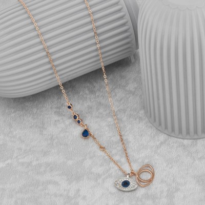 Happy Jewellery Evil Eye Necklace Blue Eyes Amulet Pendant Necklace Chain Gift for Women,Girls Cubic Zirconia Gold-plated Plated Crystal, Alloy, Stainless Steel Necklace