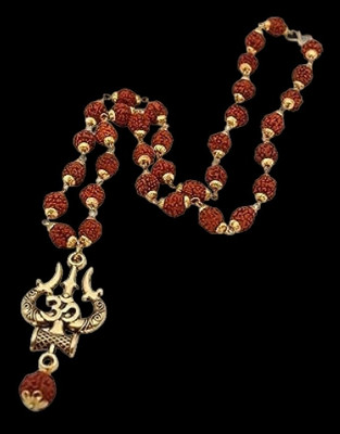 Maashakti Om trishul rudraksha mala Beads Gold-plated Plated Brass Necklace