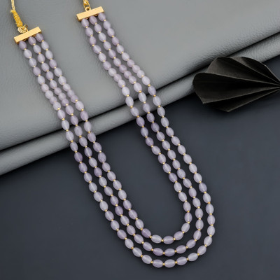 POWER OF KESHVAM South Traditional Mala For Women Pearl Gold-plated Plated Glass Layered
