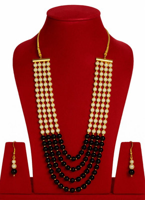 Das Creation Mother of Pearl White, Black Jewellery Set(Pack of 1)