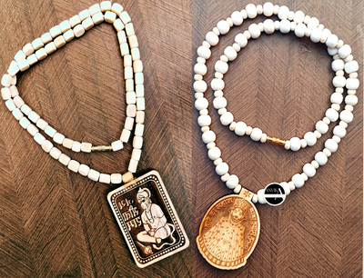 ANVIKA Pack Of 2 Kanthi Mala With Hanuman Ji & Khatu Shyam Ji Pendant Wood Necklace