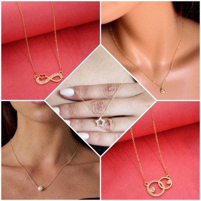 ELCETRATD JEWELLERY Diamond Gold-plated Plated Alloy Chain Set