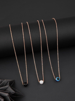 Dressberry PACK OF 3 NECKLACE CHAIN FOR WOMEN AND GIRLS Gold-plated Plated Brass Necklace Set