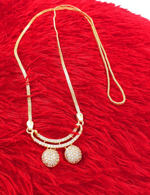 Anujeet Fashion Hub Gold Plated Covering 5 metal Impon AD Stone Fancy Necklace For Women/Girls Gold-plated Copper Pendant Set