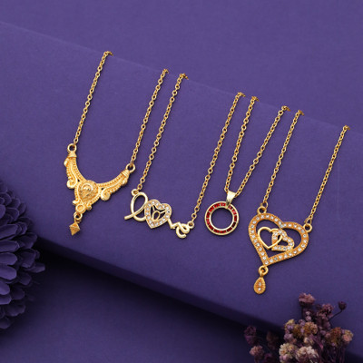 VEMISHTI combo of 4 Gold-plated Plated Brass Necklace
