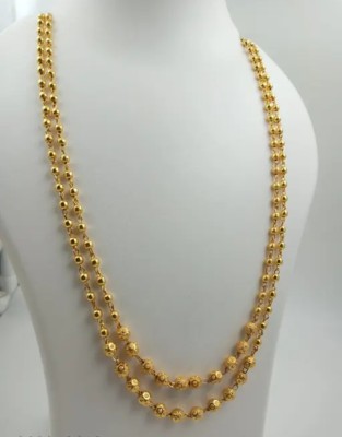 TMR Creation Fancy 2 layer mala chain necklace for women and girls / gold brass plated chain Zircon Gold-plated Plated Brass, Alloy Layered