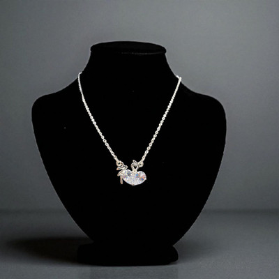 AHARSHI AHARSHI Heart Curve Necklace – CZ Heart Sparkle in 925 Silver Rhodium Plated Sterling Silver Layered