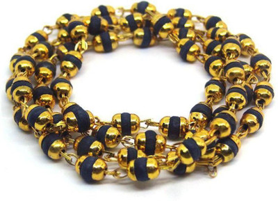 DvR ClicK Black Tulsi Beads Mala (Rosary) Color Metal Cap for Wearing Purpose Wood Chain