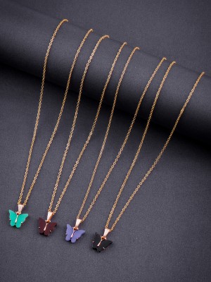 BRANDSOON Gold plated micro gold plated butterfly pack of 4 Beads Gold-plated Plated Brass Chain