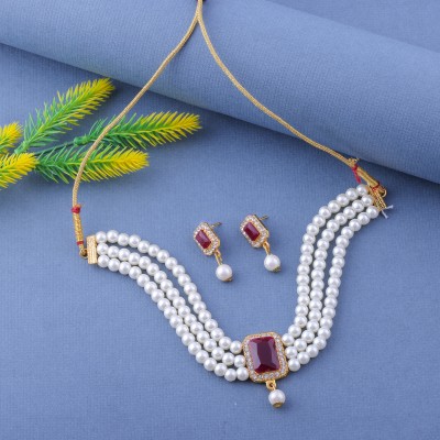 Krishnaa Jewels Alloy White Jewellery Set(Pack of 1)
