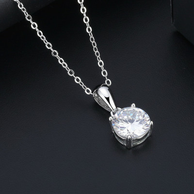 JEWELLEVERY Jewellevery 925 Silver CZ Diamond Look Necklace for Women Cubic Zirconia Rhodium Plated Sterling Silver Necklace