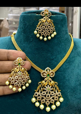 YIMBLI Brass Gold-plated Gold Jewellery Set(Pack of 1)