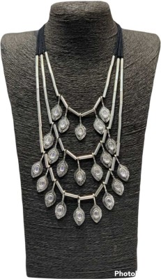 AnEk goods Silver Style Statement Trendy Ghunghroo Beads Sleek Chain Necklace Jewellery Alloy Necklace