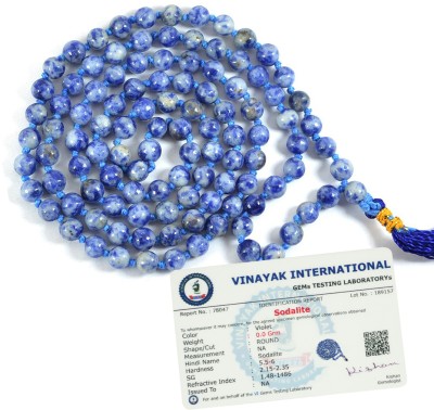 REIKI CRYSTAL PRODUCTS Certified Natural Sodalite 6 mm 108 Round Beads Jaap Mala for Unisex Beads Crystal Necklace