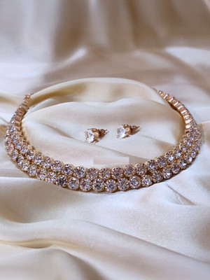 Vishal Creations Double Line Choker For Women & Girls Diamond Gold-plated Plated Alloy Choker