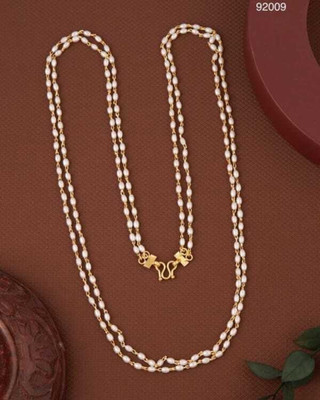 Lucents Brass Micro Gold Designer lears Whaite mala neckalace chain Gold-plated Plated Alloy Layered