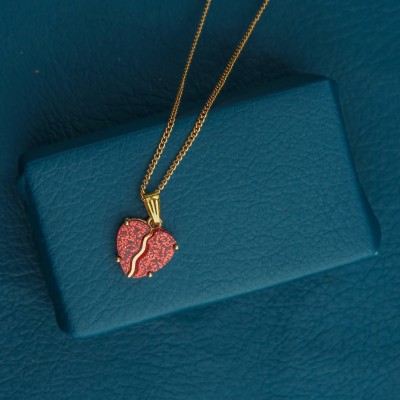 CHORIOTIS Gold Plated Stylish Heart Stone Necklace Chain Pendant For Women & Girls Crystal Gold-plated Plated Alloy Chain Set