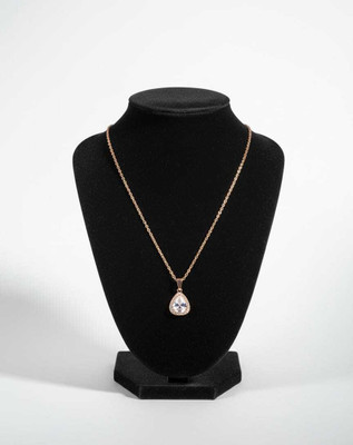 Surogya Rose Teardrop Zirconia Pendant Brass Plated Brass Chain