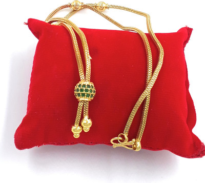 Anujeet Fashion Hub Gold Plated Covering 5 Metal Impon Short Slim Ball Chain Dollar for Women/Girls Gold-plated Plated Copper Chain