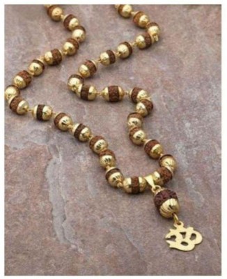 DvR ClicK Minprice Original Om Rudraksha Pendant Mala With 1 Gram Gold Plated Cap Gold-plated Plated Rudraksha Chain