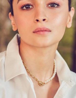 Daizy freshwater cultured pearls and chain necklace women Turquoise Alloy Necklace