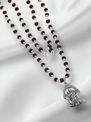 Divine rudras UGANTA Karungali Kattai Copper Cap Beads Mala (8MM) Silver Plated Wood Necklace