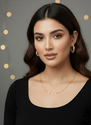 ZILUM Stylish Gold Plated Chain Necklace for Girls & Women Gold-plated Plated Brass Chain