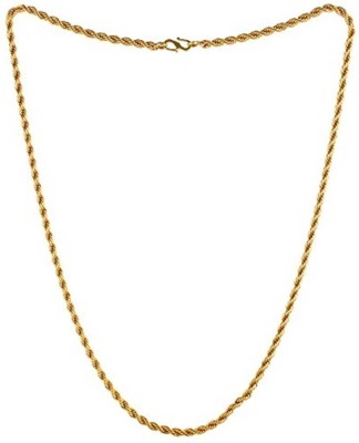 TLGS Gold plated Rassa Chain Rope chain for Boys Men Evergreen Real Gold look design Gold-plated Plated Alloy Chain