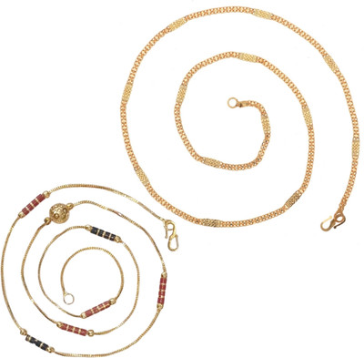 AanyaCentric 22inches Long Combo of 2 Gold-plated Plated Brass Chain