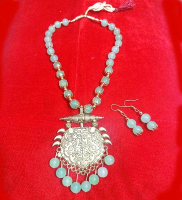 bismah Silk thread beads with antique axidised pendant Dori Necklace Set
