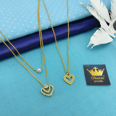 Dham Jewels Fancy Gold Plated Pendent Chain For All Age Girls And Women Diamond Gold-plated Plated Alloy Chain