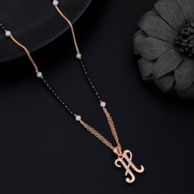 VESTURE KNOT Rose Gold H letter Alphabet Chain Pendent/Locket & Mangalsutra Gold-plated Plated Alloy Necklace