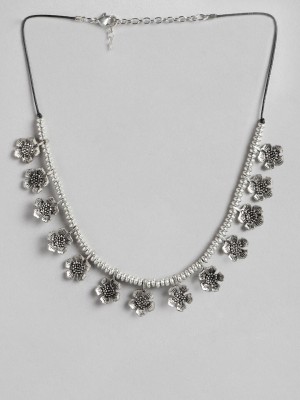 RICHEERA Silver-Toned Beaded Necklace Metal Necklace