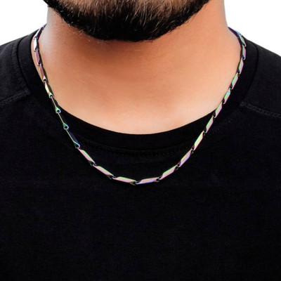 EIT Collection Plain Classic Design Rainbow Rectangle Link Stainless Steel Chain Sterling Silver Plated Stainless Steel Chain