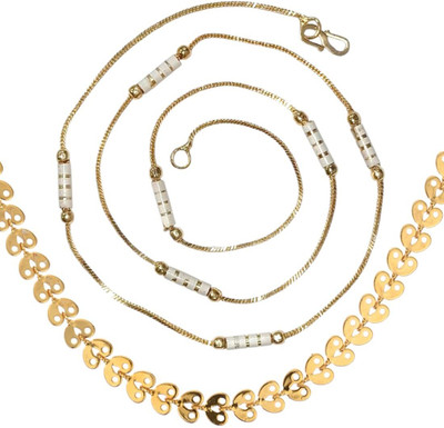 AanyaCentric 22inches Long Combo of 2 Gold-plated Plated Brass Chain
