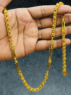 RKB SALES 1gm gold plated High Quality Indian Polished chain men Gold-plated Plated Alloy Chain