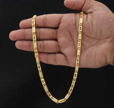 Ganicha 1 gram High Quality Indian Polished “20” Inches Gold Chain for Men and boy Gold-plated Plated Alloy Chain