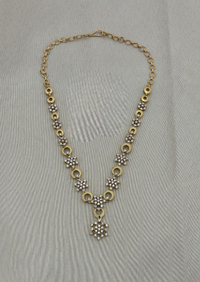 Influtive Traditional Wedding Wear Necklace/Jewellery Set For Women and Girls Cubic Zirconia Gold-plated Plated Brass Necklace Set