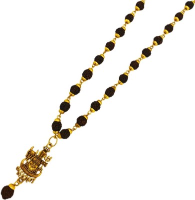 Nirvana Mukhi 5 Mukhi Rudraksha Mala One Gram Beads Gold-plated Plated Brass, Wood Necklace