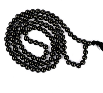CRYSTU Natural Black Onyx 6 mm 108 Round Beads Jaap Mala Necklace for Unisex Onyx Crystal Chain