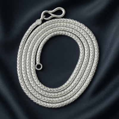 VEDARTHi 999 Fine Silver Plated Finish Real Silver Look Fancy Stylish White Alloy Chain 999 Silver Plated Alloy Chain